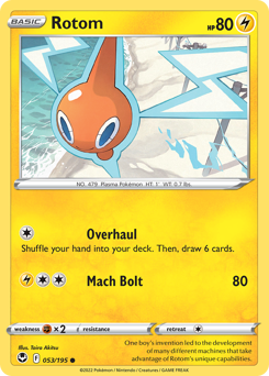 Rotom, Silver Tempest #53, Pokémon TCG card