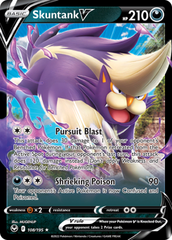 Skuntank V, Silver Tempest #108, Pokémon TCG card