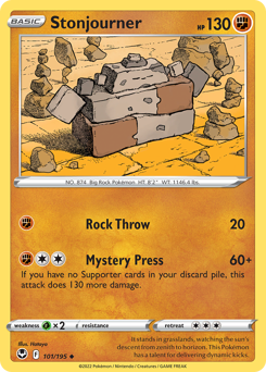 Stonjourner, Silver Tempest #101, Pokémon TCG card