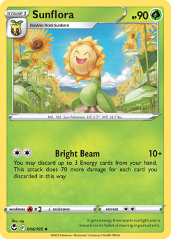 Sunflora, Silver Tempest #6, Pokémon TCG card