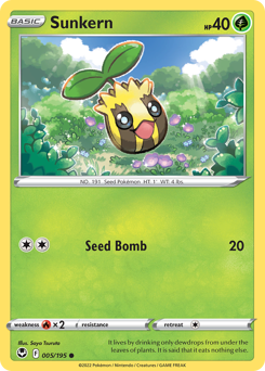 Sunkern, Silver Tempest #5, Pokémon TCG card
