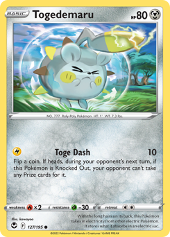 Togedemaru, Silver Tempest #127, Pokémon TCG card