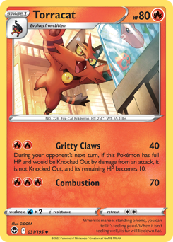 Torracat, Silver Tempest #31, Pokémon TCG card