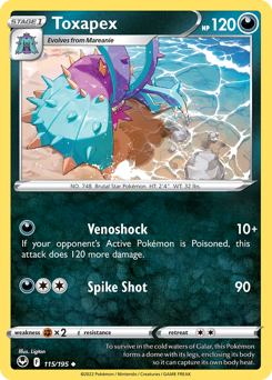 Toxapex, Silver Tempest #115, Pokémon TCG card