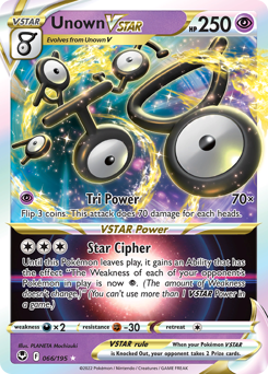 Unown VSTAR, Silver Tempest #66, Pokémon TCG card