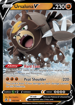 Ursaluna V, Silver Tempest #102, Pokémon TCG card