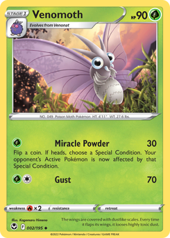 Venomoth, Silver Tempest #2, Pokémon TCG card