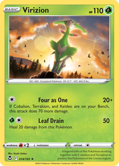 Virizion, Silver Tempest #14, Pokémon TCG card