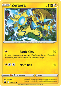 Zeraora, Silver Tempest #56, Pokémon TCG card