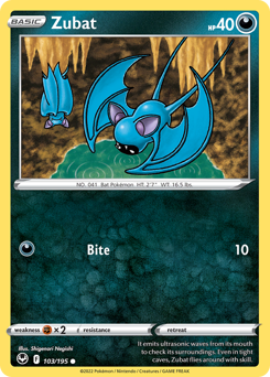 Zubat, Silver Tempest #103, Pokémon TCG card