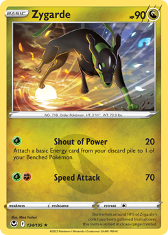 Zygarde, Silver Tempest #134, Pokémon TCG card