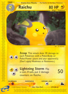 Raichu, Skyridge #27, Pokémon TCG card