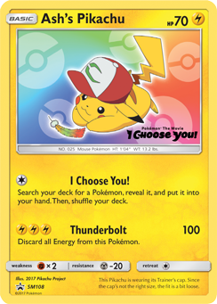 Ash's Pikachu, SM Black Star Promos #SM108, Pokémon TCG card
