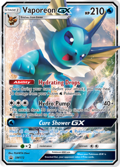 Vaporeon-GX, SM Black Star Promos #SM172, Pokémon TCG card