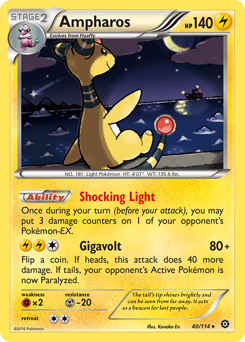 Ampharos, Steam Siege #40, Pokémon TCG card