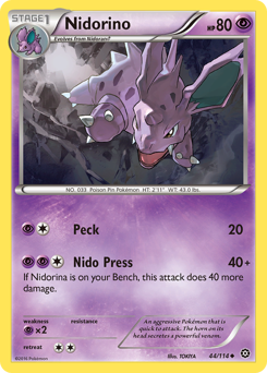 Nidorino, Steam Siege #44, Pokémon TCG card