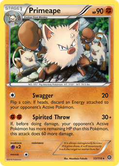Primeape, Steam Siege #53, Pokémon TCG card