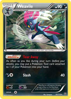 Weavile, Steam Siege #61, Pokémon TCG card