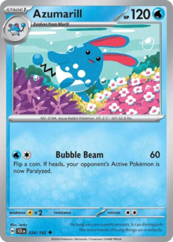 Azumarill, Stellar Crown #34, Pokémon TCG card