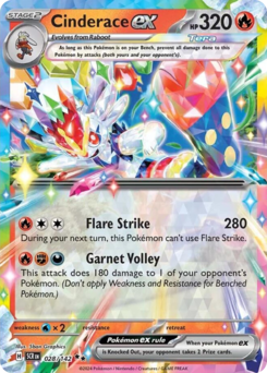 Cinderace ex, Stellar Crown #28, Pokémon TCG card