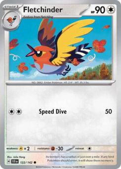 Fletchinder, Stellar Crown #122, Pokémon TCG card