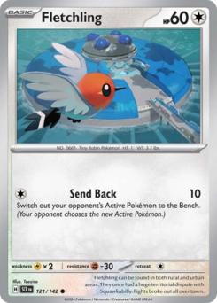 Fletchling, Stellar Crown #121, Pokémon TCG card