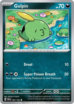 Gulpin, Stellar Crown #91, Pokémon TCG card