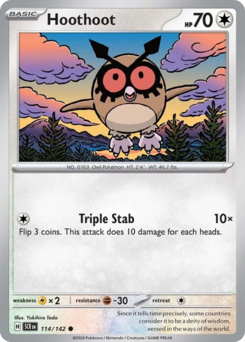 Hoothoot, Stellar Crown #114, Pokémon TCG card