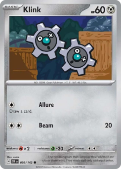 Klink, Stellar Crown #99, Pokémon TCG card