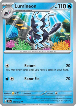 Lumineon, Stellar Crown #36, Pokémon TCG card