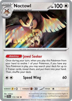 Noctowl, Stellar Crown #115, Pokémon TCG card