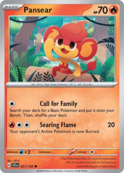 Pansear, Stellar Crown #21, Pokémon TCG card