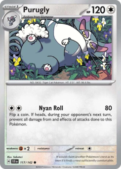Purugly, Stellar Crown #117, Pokémon TCG card