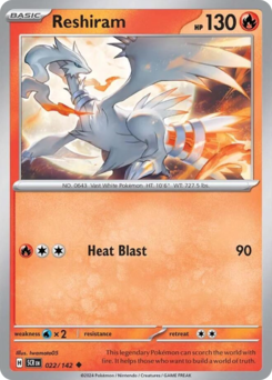 Reshiram, Stellar Crown #22, Pokémon TCG card