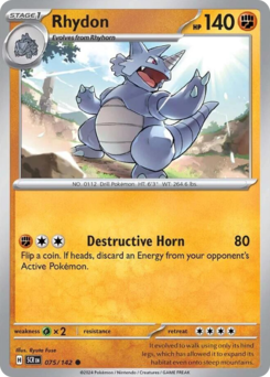 Rhydon, Stellar Crown #75, Pokémon TCG card