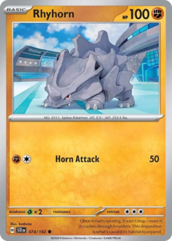 Rhyhorn, Stellar Crown #74, Pokémon TCG card