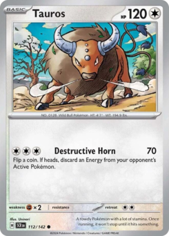Tauros, Stellar Crown #112, Pokémon TCG card