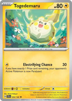 Togedemaru, Stellar Crown #54, Pokémon TCG card