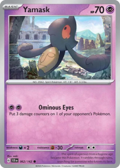 Yamask, Stellar Crown #62, Pokémon TCG card