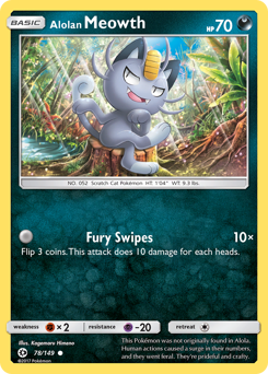 Alolan Meowth, Sun & Moon #78, Pokémon TCG card