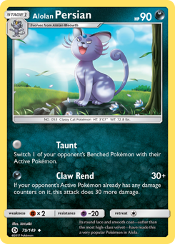 Alolan Persian, Sun & Moon #79, Pokémon TCG card
