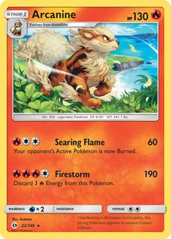 Arcanine, Sun & Moon #22, Pokémon TCG card