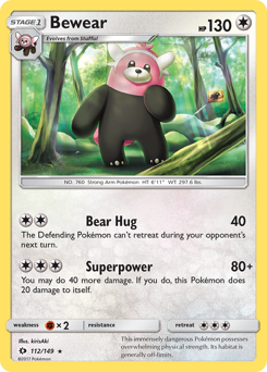 Bewear, Sun & Moon #112, Pokémon TCG card