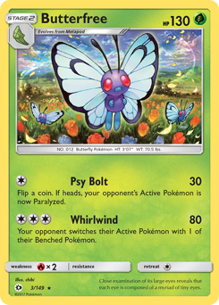 Butterfree, Sun & Moon #3, Pokémon TCG card