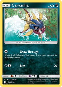 Carvanha, Sun & Moon #81, Pokémon TCG card