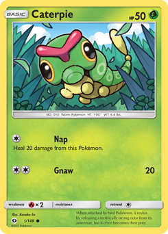 Caterpie, Sun & Moon #1, Pokémon TCG card