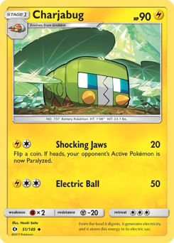 Charjabug, Sun & Moon #51, Pokémon TCG card