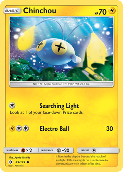 Chinchou, Sun & Moon #49, Pokémon TCG card