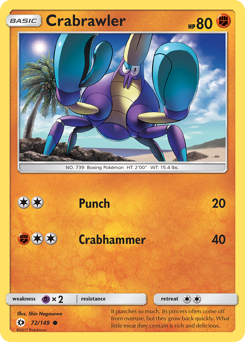 Crabrawler, Sun & Moon #72, Pokémon TCG card