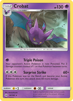 Crobat, Sun & Moon #56, Pokémon TCG card